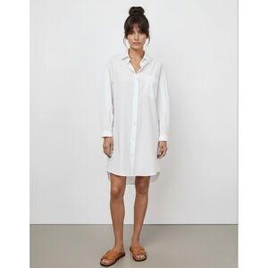 Rails Parson Shirt Dress Long Sleeve Button Down Mini Eco Friendly white XS